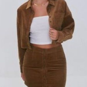 Corduroy skirt & jacket set